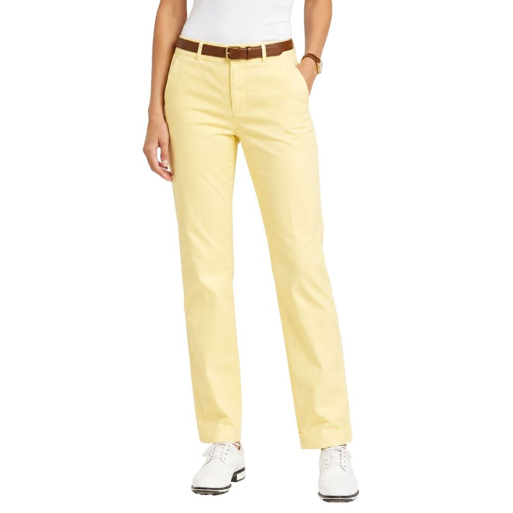 Ralph Lauren Golf Womens Pants 8 Yellow Cotton Stretch Straight Leg Chino Preppy